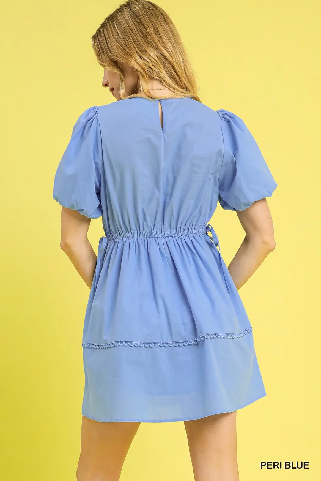 Textured Front Puff Sleeve Mini Dress