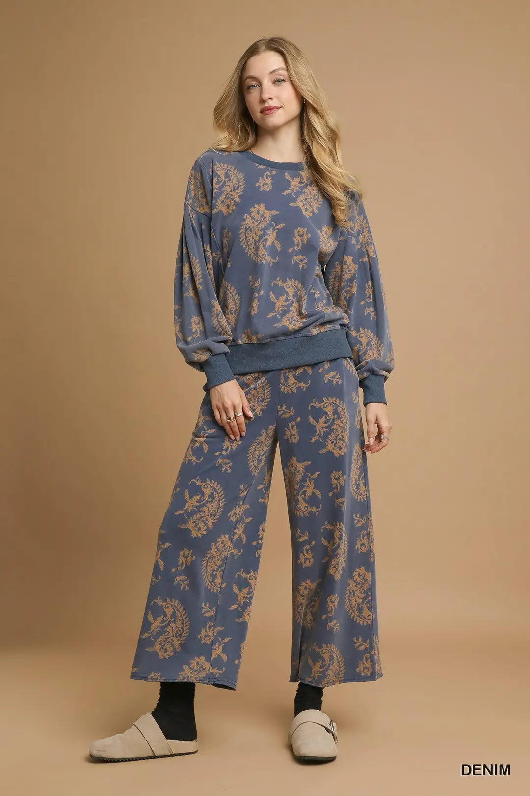 Paisley Print Crew Neck Top