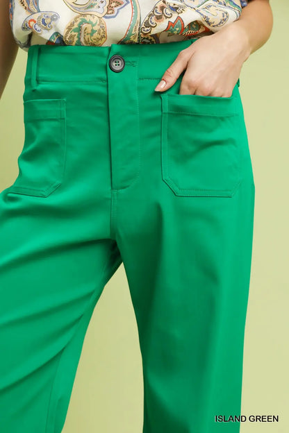 Button Wide Leg Pant