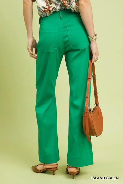 Button Wide Leg Pant