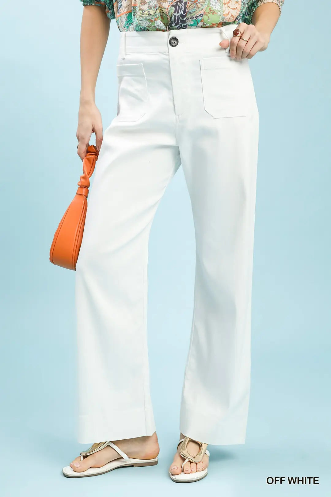 Button Wide Leg Pant