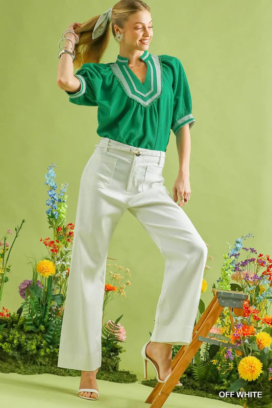 Button Wide Leg Pant
