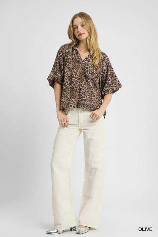 Hattie Leopard Print Scallop Top
