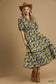 Kim Floral Western Puff Sleeve Midi Dress