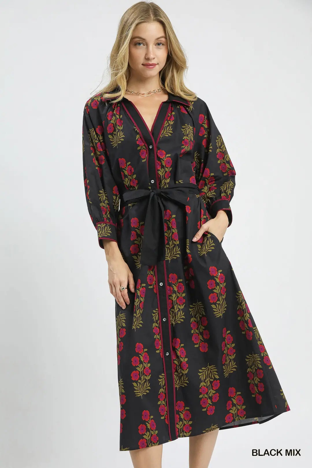 Stephanie Floral Mix Midi Dress