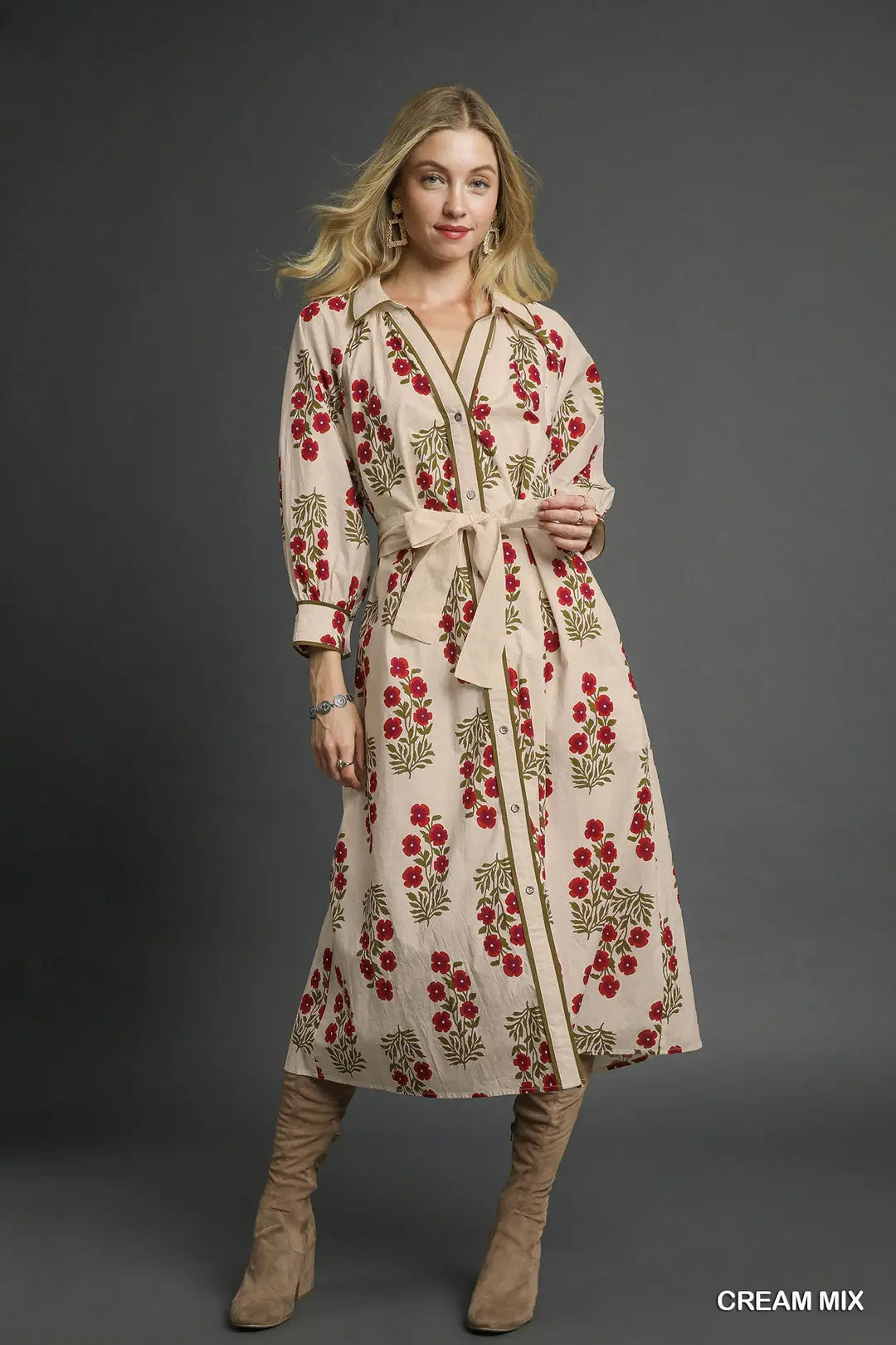 Stephanie Floral Mix Midi Dress