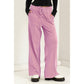 High Waist Drawstring Wide Leg Pants: DUSTY PINK / S-M-L(2-2-2)
