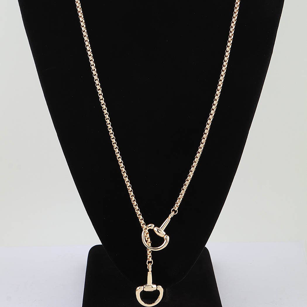 Polished Toggle Loop Box Chain Necklace: GD