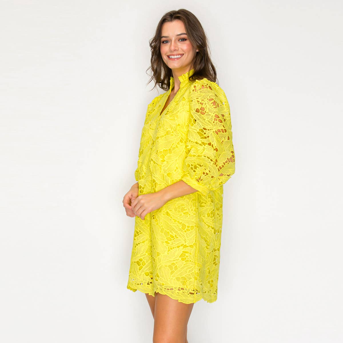 Lemon Bloom Lace Dress