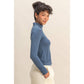Turtleneck Long Sleeve Fitted Top: SAGE GREEN / S-M-L(2-2-2)