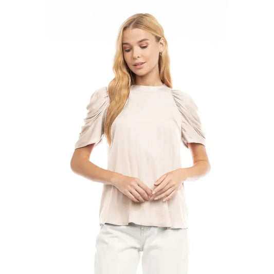 Papyrus Draped Shoulder Satin Blouse