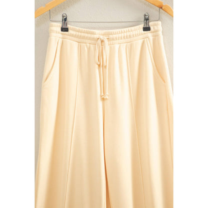High-Waist Drawstring Pintuck Pants: ALPACA / S-M-L(2-2-2)