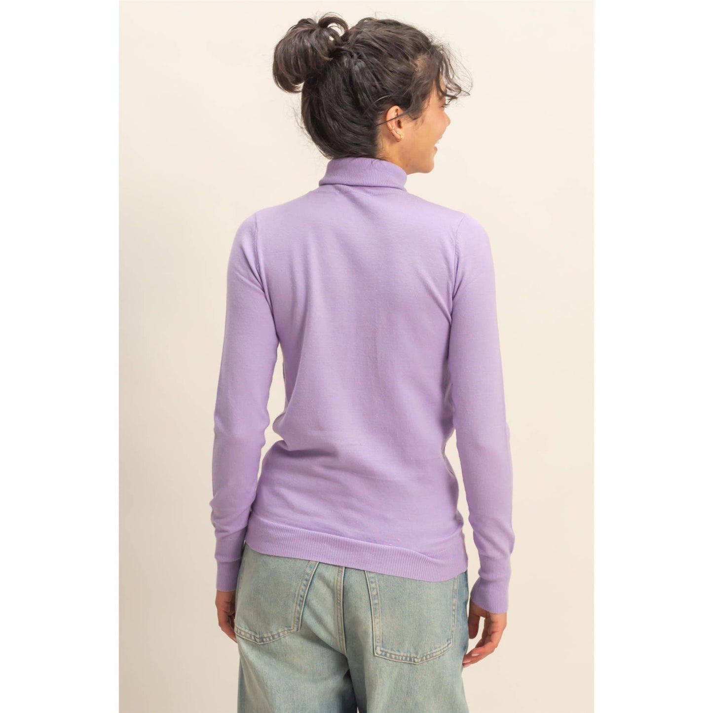 Turtleneck Sweater Top: DUSTY PINK / S-M-L(2-2-2)