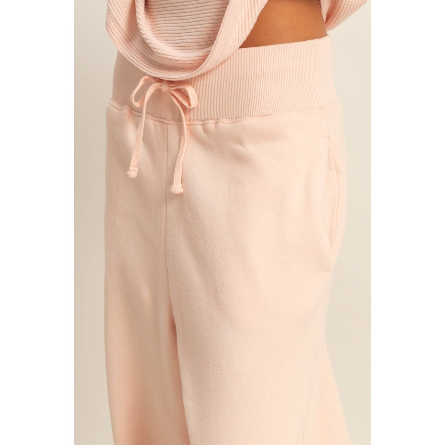 High-Waist Jogger Pants: DUSTY PINK