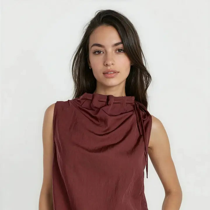 Cinched Mock Neck Top
