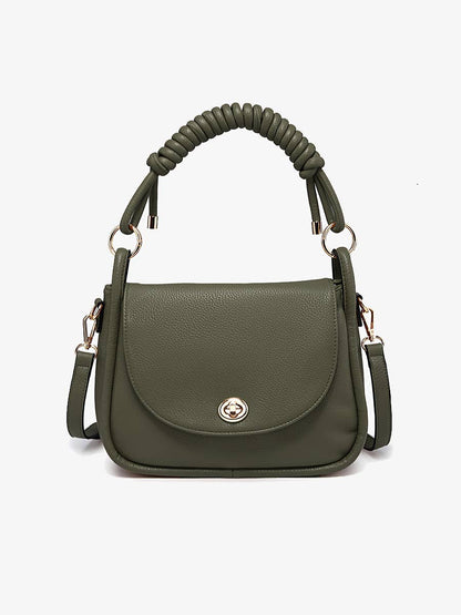 Effie Messenger Satchel Bag Olive With Knotted Handle