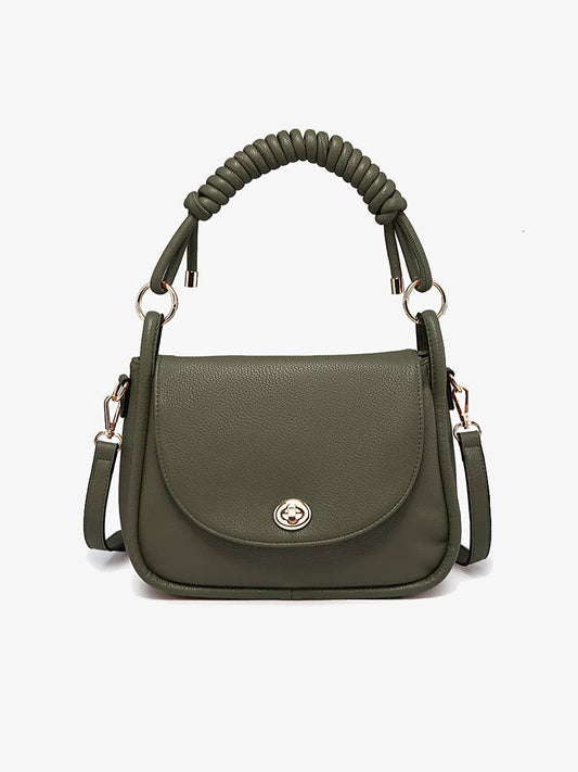 Effie Messenger Satchel Bag Olive With Knotted Handle