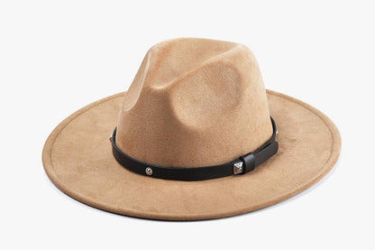 Wynn Faux Suede Fedora – Studded Band Hat | HAT2325: Tan