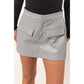 Leather Flap Pocket Skort: GRAY / S-M-L(2-2-2)