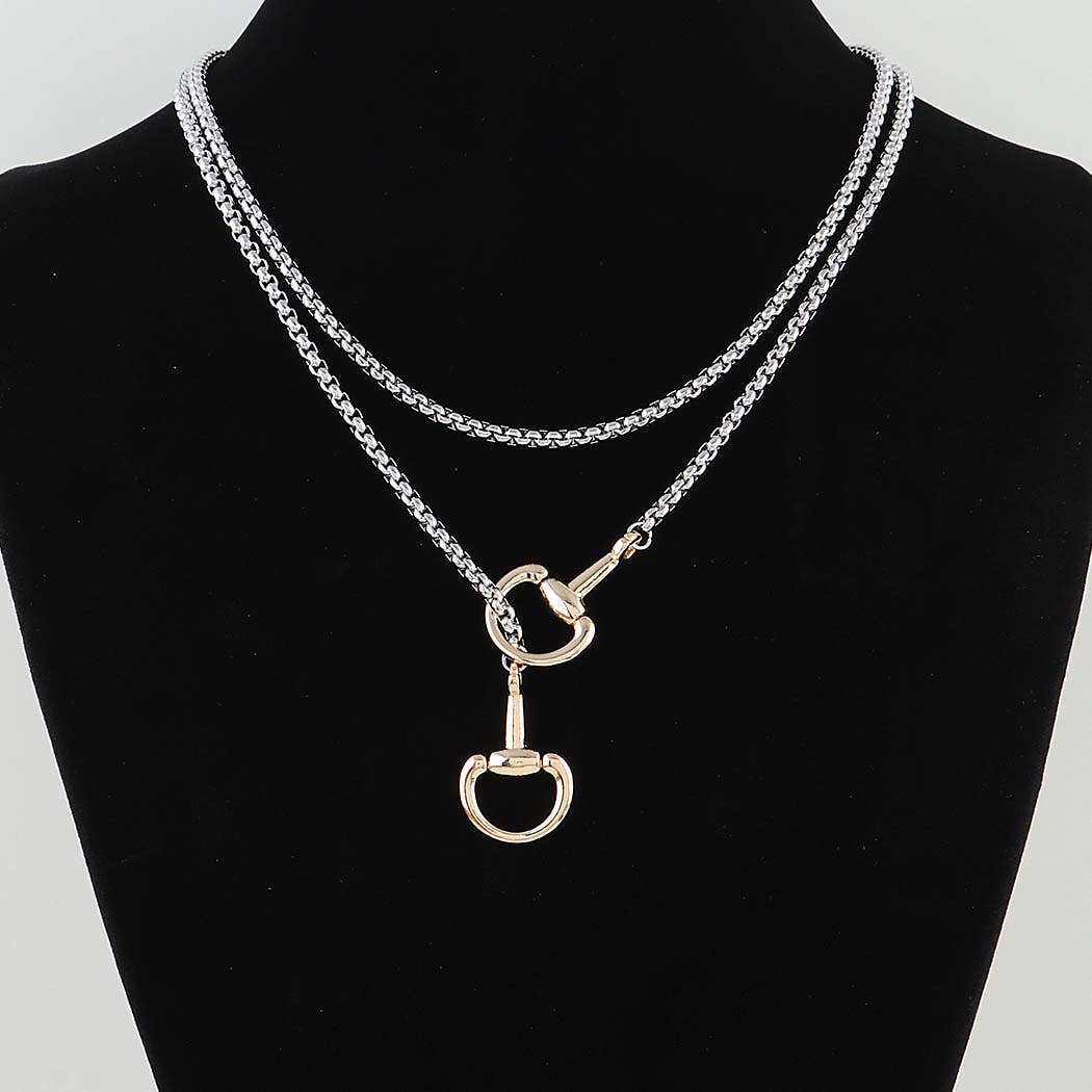 Polished Toggle Loop Box Chain Necklace: GD