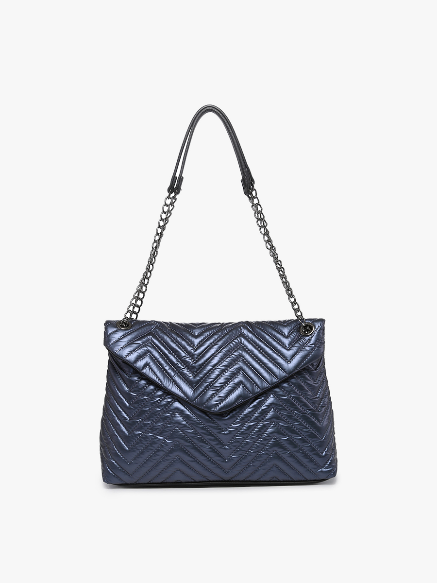 Stelle Nylon Puffer Crossbody Bag – Chain Strap | M2186CHV : Dark Blue