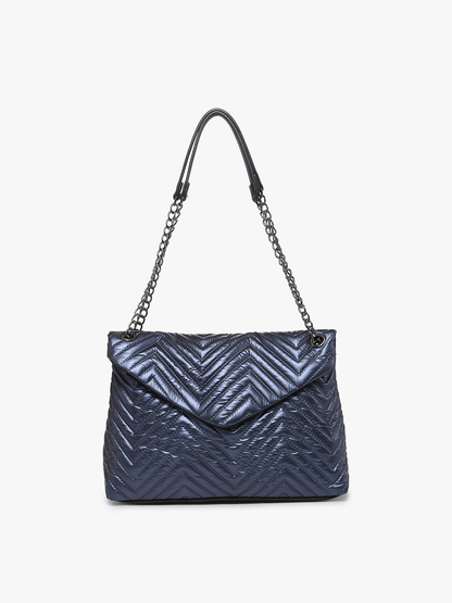 Stelle Nylon Puffer Crossbody Bag – Chain Strap | M2186CHV : Dark Blue