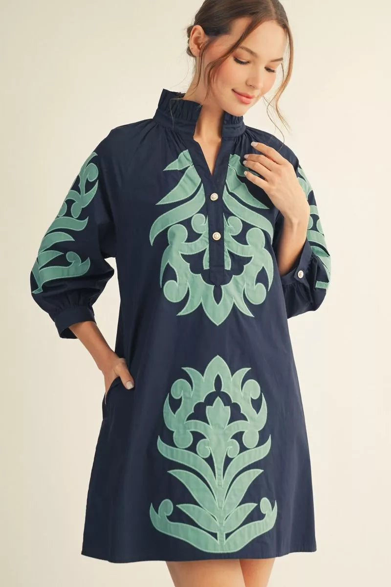 Lucy Ruffle Neck Dress