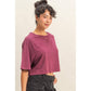 Short Sleeve Mineral Washed Cropped Tee: DARK TAUPE / S-M-L(2-2-2)