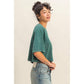Short Sleeve Mineral Washed Cropped Tee: DARK TAUPE / S-M-L(2-2-2)