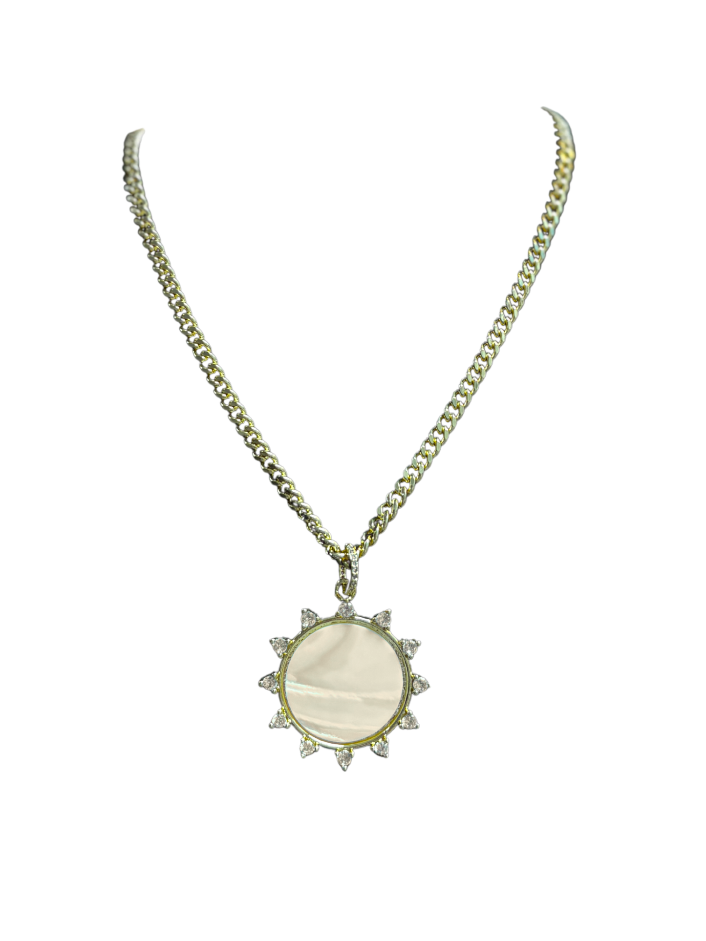 White and Gold Sun Necklace