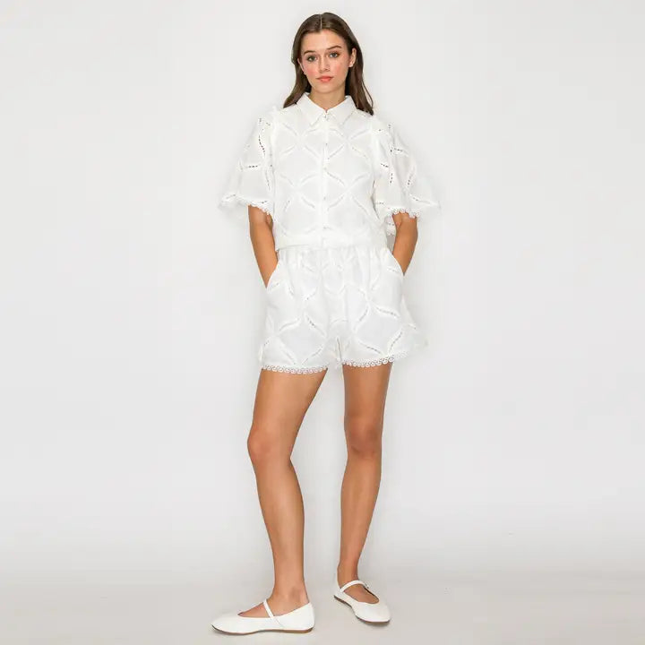 Pure White Eyelet Shirt
