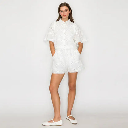 Pure White Eyelet Shirt