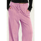 High Waist Drawstring Wide Leg Pants: DUSTY PINK / S-M-L(2-2-2)