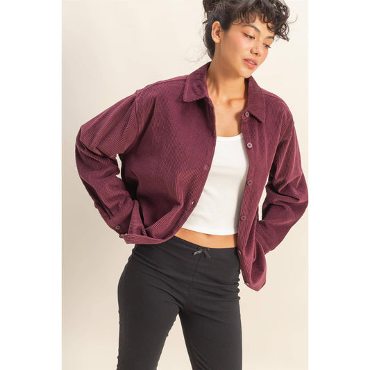 Relaxed-Fit Contemporary Corduroy Shirt: TAFFY PINK / S-M-L(2-2-2)