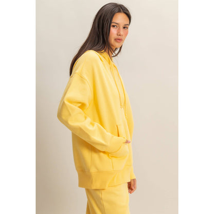 Drop Shoulder Oversized Hoodie: BANANA CREAM