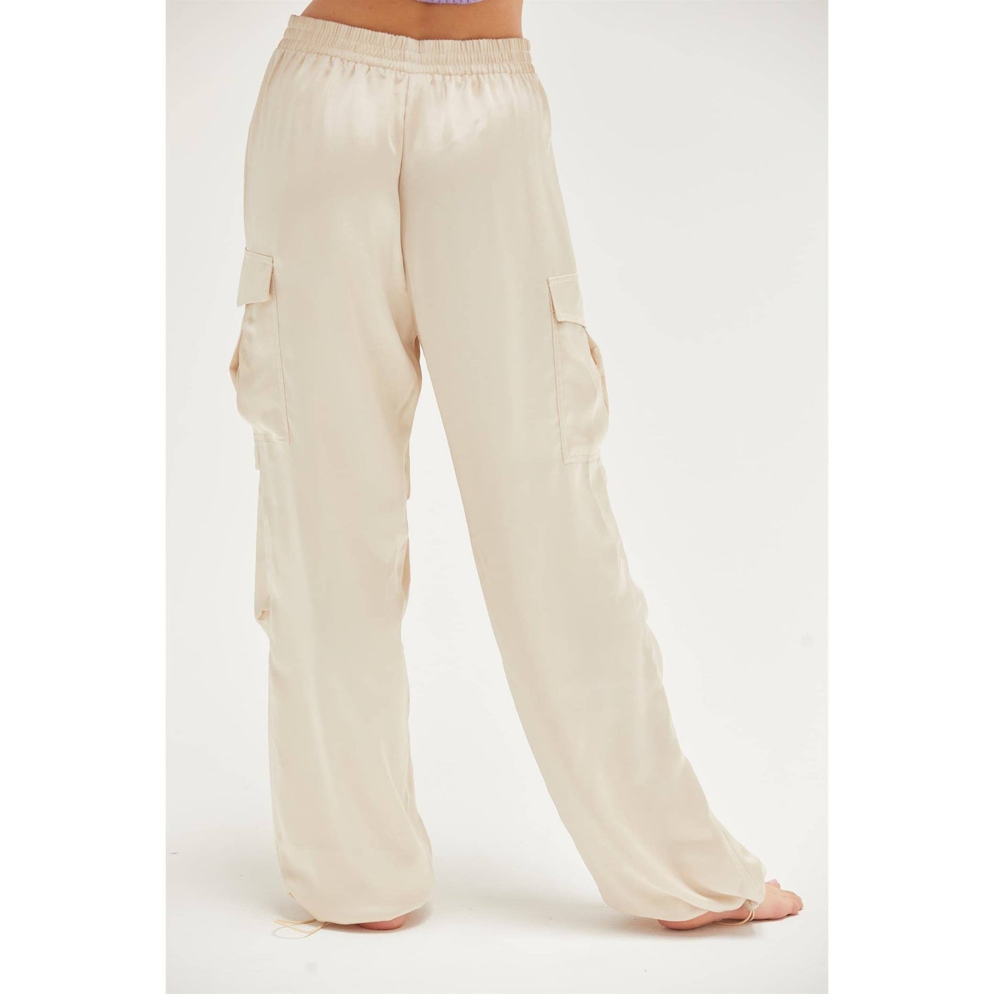Satin Cargo Pants: ALPACA