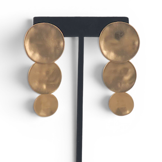 Gold Graduated Disc Statement Earrings | Handmade Jewelry