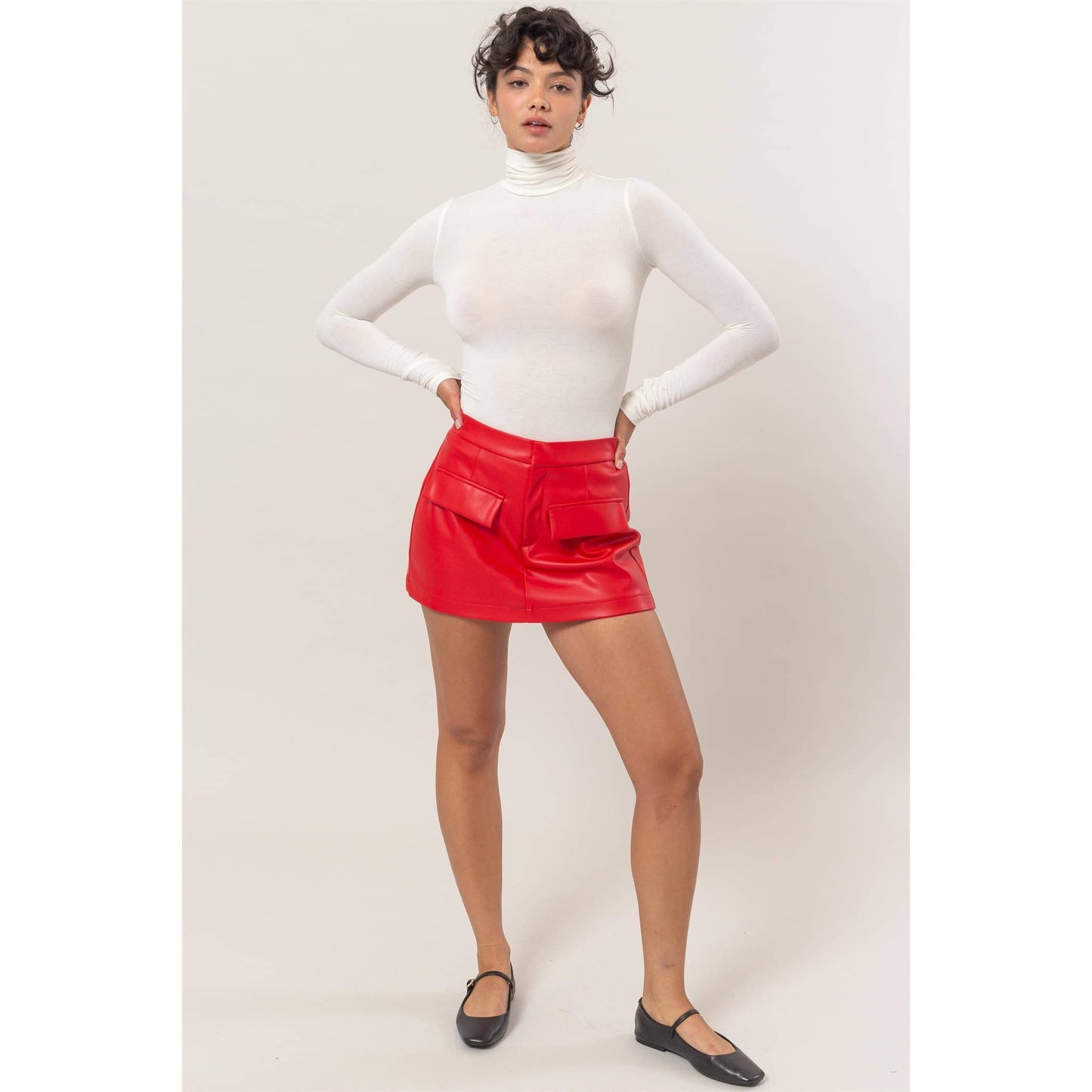 Long Sleeve Turtleneck Top: CREAM / S-M-L(2-2-2)