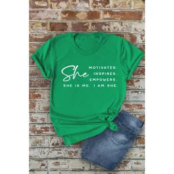 She Motivates Graphic Tee