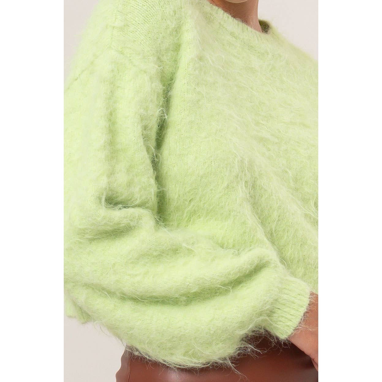 Wool Blend Cropped Sweater: LIGHT GREEN / S-M-L(2-2-2)