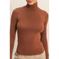 Turtleneck Long Sleeve Fitted Top: TAFFY PINK