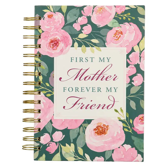 Christian Art Gifts - First My Mother Pink Peony Large Wirebound Journal