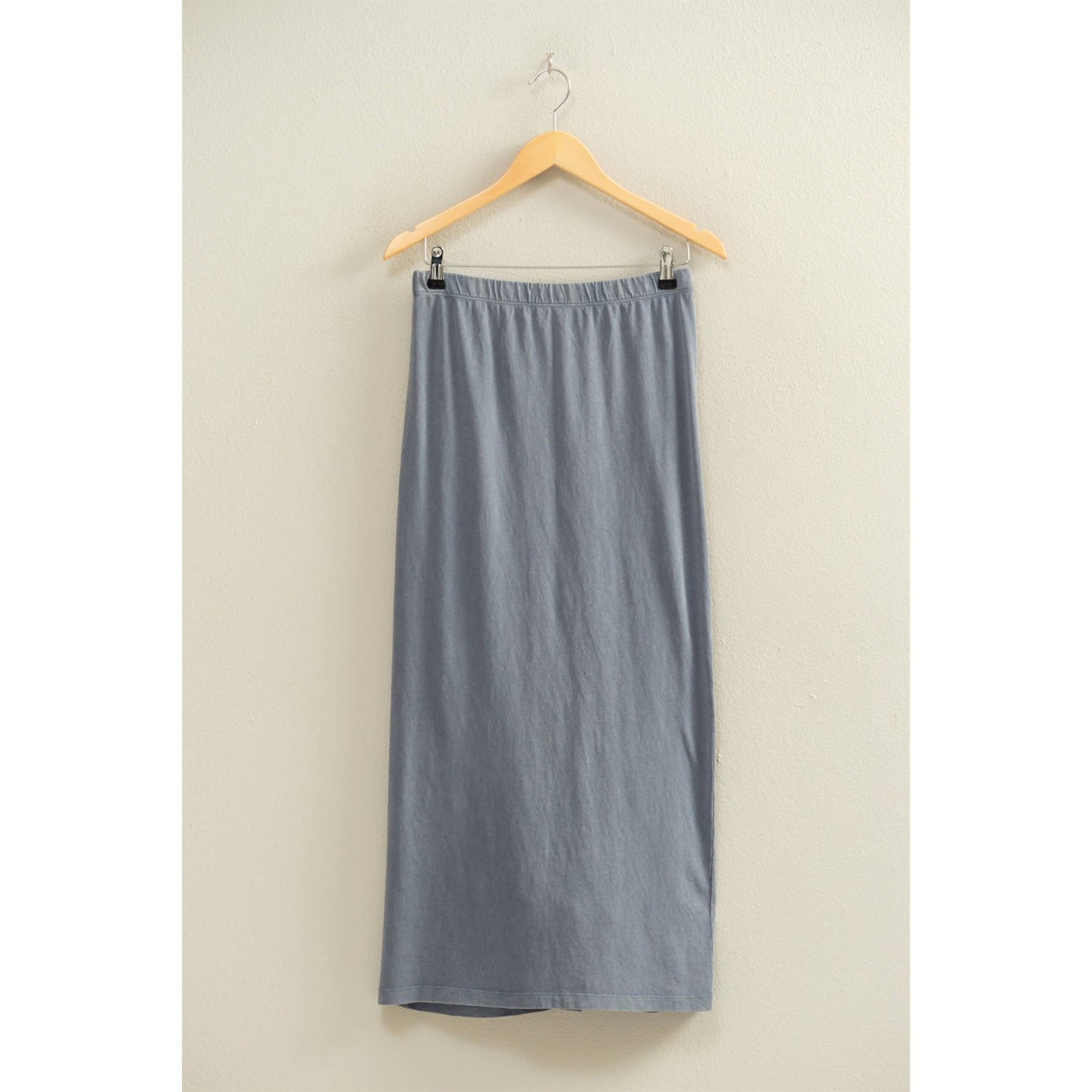 Mid-Rise Mineral Washed Casual Maxi Skirt: DARK TAUPE / S-M-L(2-2-2)