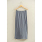 Mid-Rise Mineral Washed Casual Maxi Skirt: DARK TAUPE / S-M-L(2-2-2)