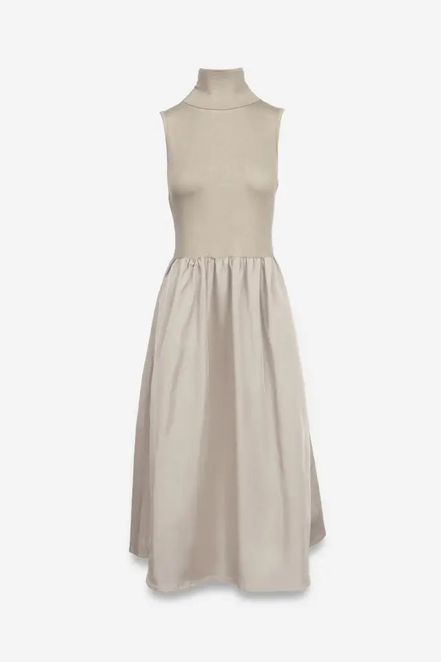 Katrina Sleeveless Mock Neck Midi Dress