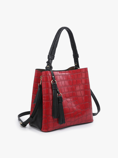 Olivia Crocodile Hobo Bag – Contrast Style | M1895CROC : Black