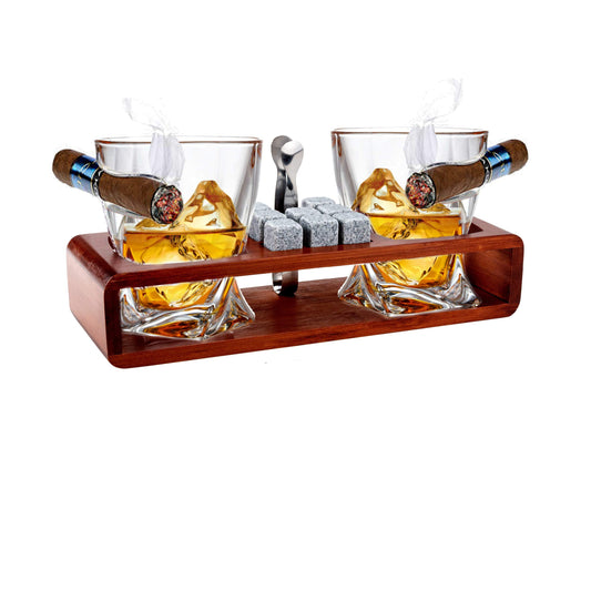 Bezrat Barware Whiskey Cigar Glass Set