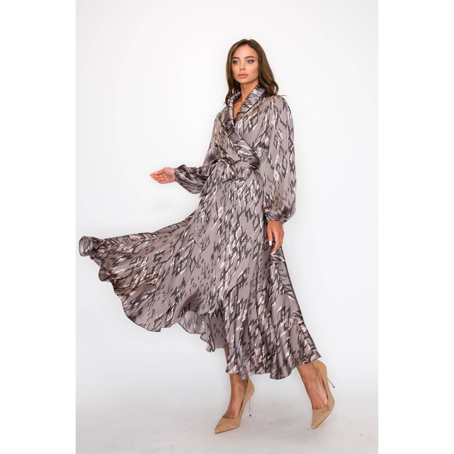 Satin Wrap Maxi Dress