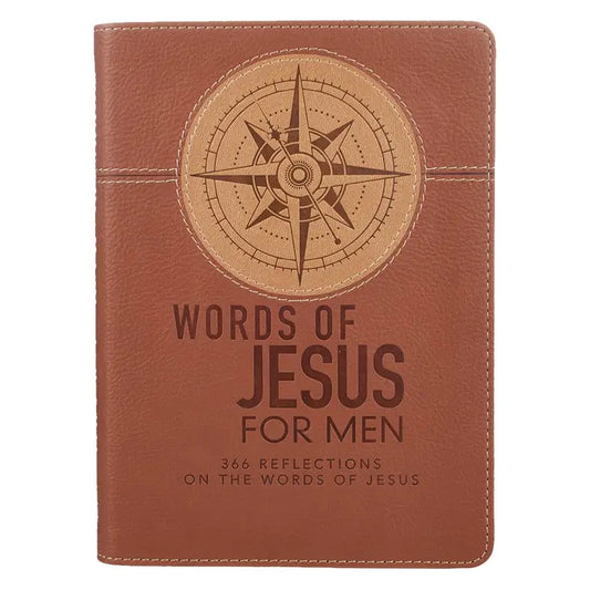Christian Art Gifts - Words of Jesus For Men Saddle Tan Faux Leather Devotional