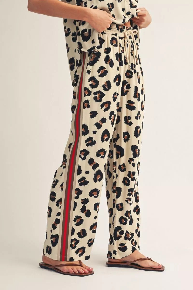 Animal Print Pants with Red Trim